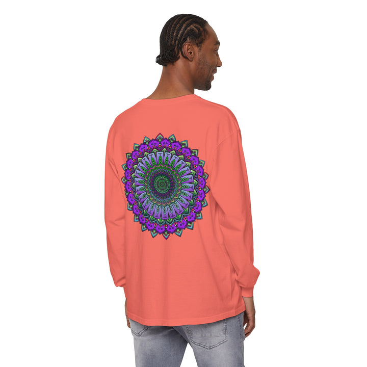 Intricate Mandala Unisex Long Sleeve T-Shirt with detailed, symmetrical design