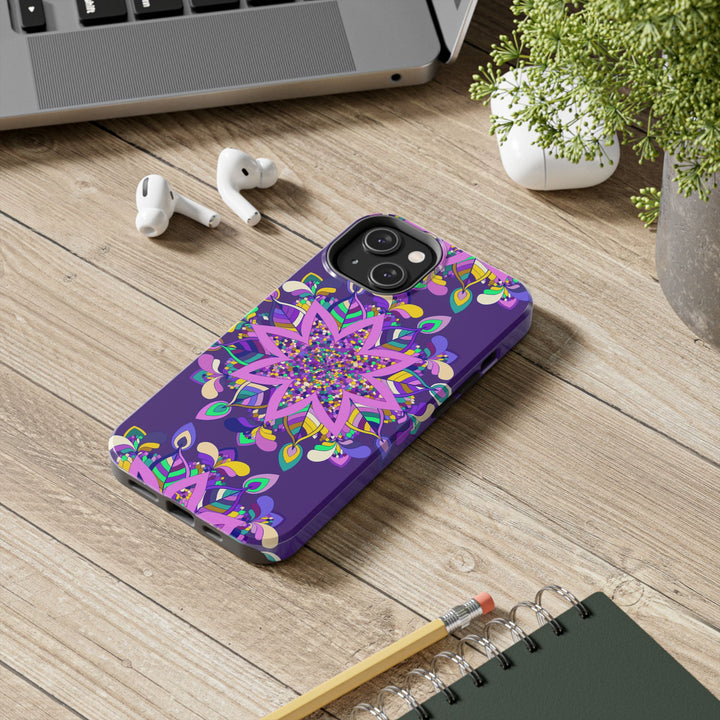 Beautiful hand-drawn purple Mandala Art design phone case for iPhone X/XS