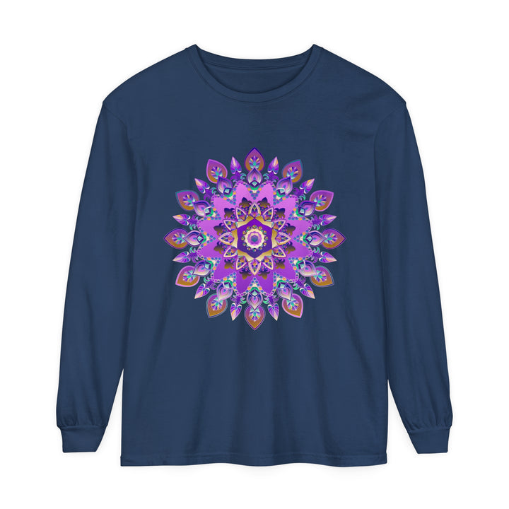 Beautiful purple and gold mandala long sleeve t-shirt with intricate design