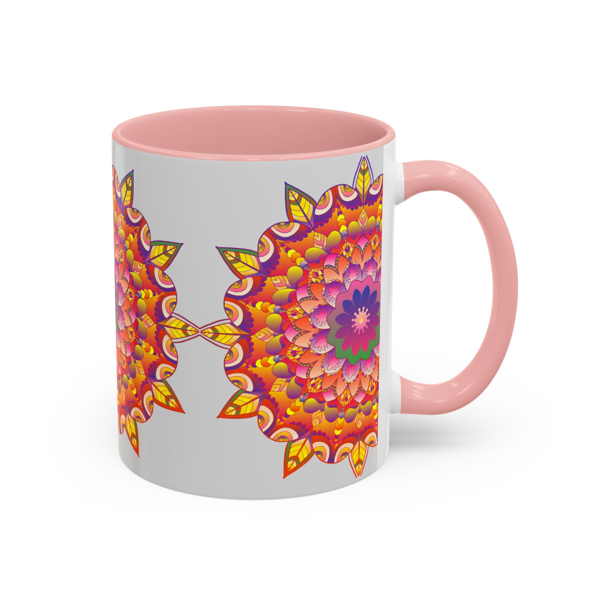 Beautiful Mandala Art Mug with Colorful Floral Design, perfect for morning coffee or tea