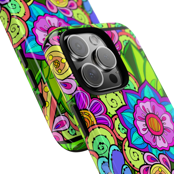 Floral Fantasy iPhone and Google Pixel Case in Bright Green Palette