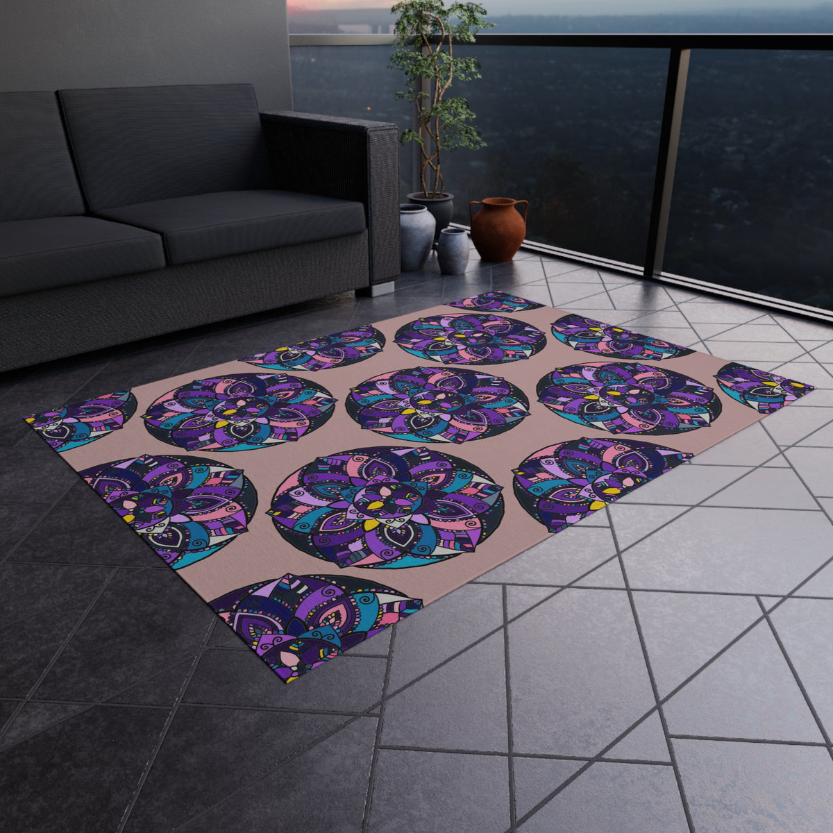 Boho-Lila-Mandala-Outdoor-Teppich