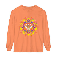 Colorful and intricate mandala design long sleeve unisex t-shirt for vibrant fashion statement