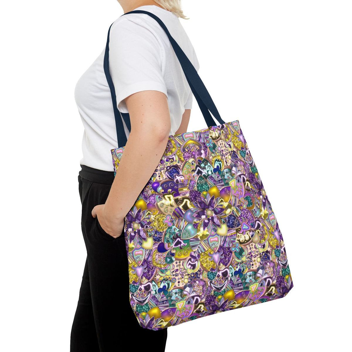Colorful Purple Floral Pattern Tote Bag