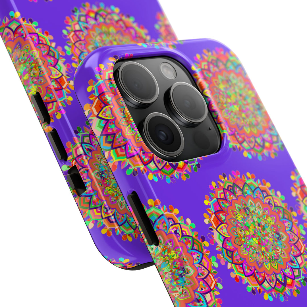 Hand-drawn intricate purple mandala design phone case for iPhone X and XS