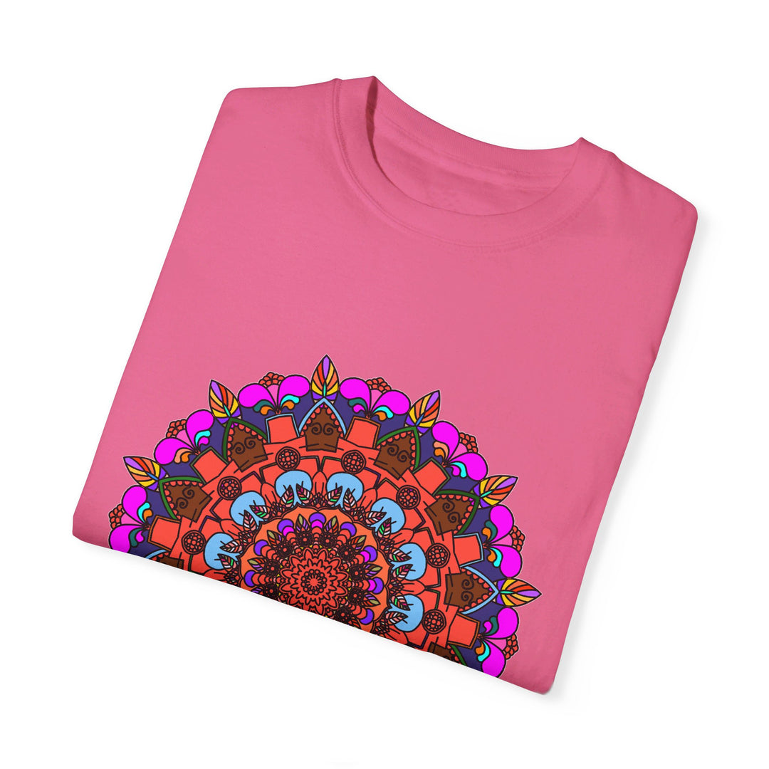 Unisex Mandala T-Shirt made of 100% Ring-Spun Cotton with Hand-Drawn Mandala Art, Garment-Dyed for Extra Comfort