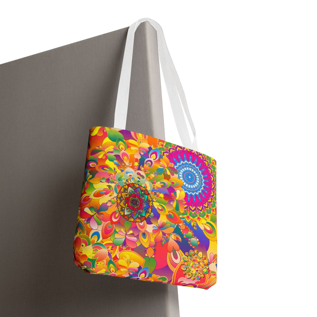 Psychedelic Floral Mandala Tote Bag