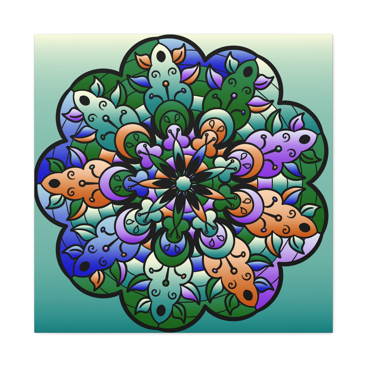 Floral Mandala Matte Canvas Print — Colorful Stretched Wall Art