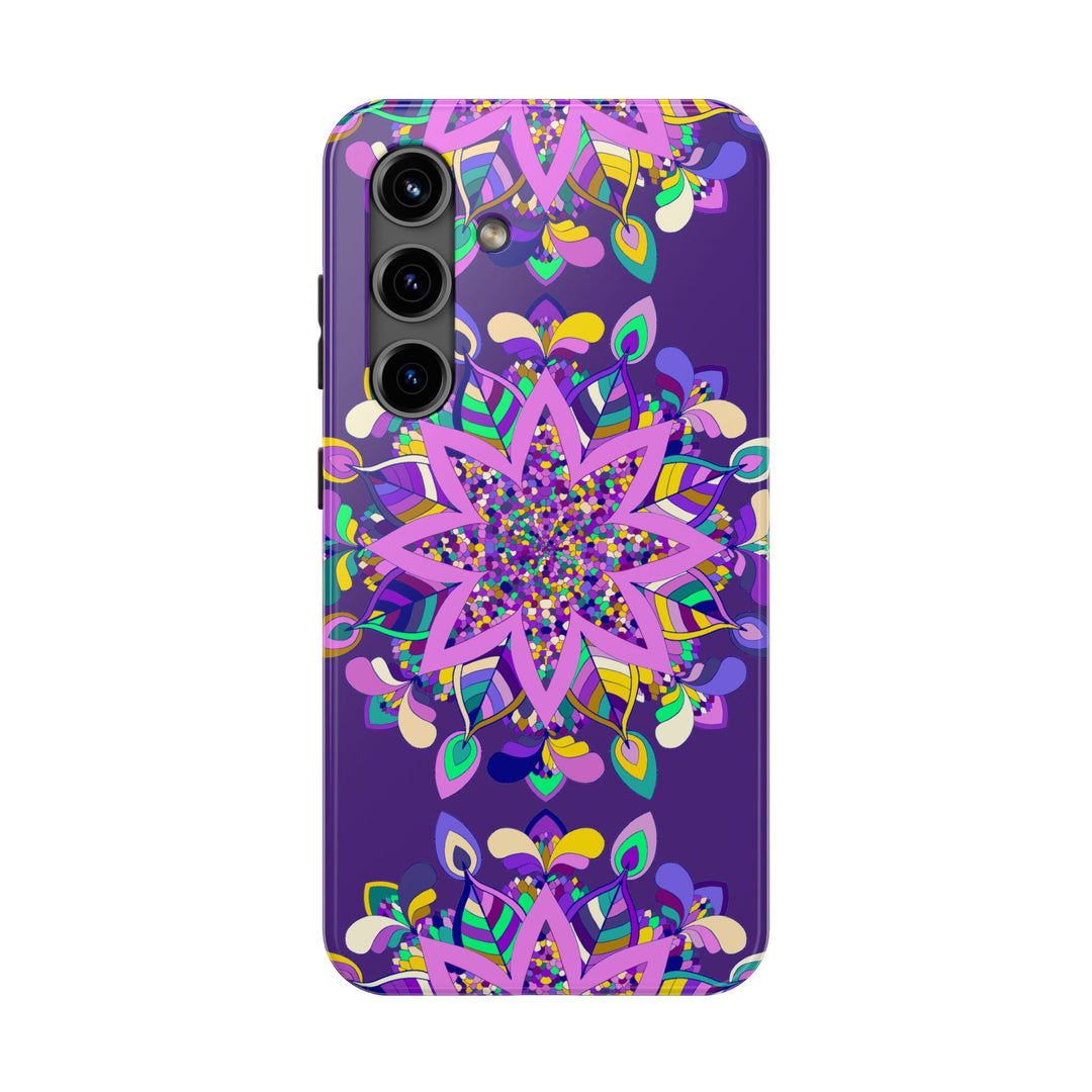 Hand-drawn purple Mandala art phone case designed for iPhone X/XS