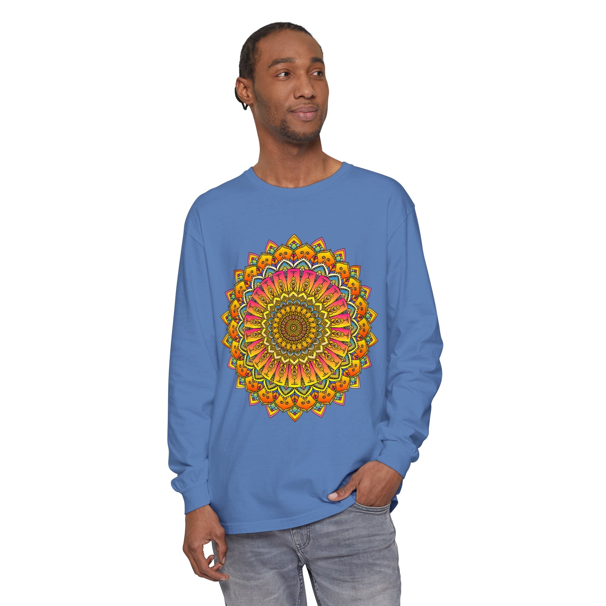 Mandala long sleeve t-shirt perfect for men and women in vibrant colors