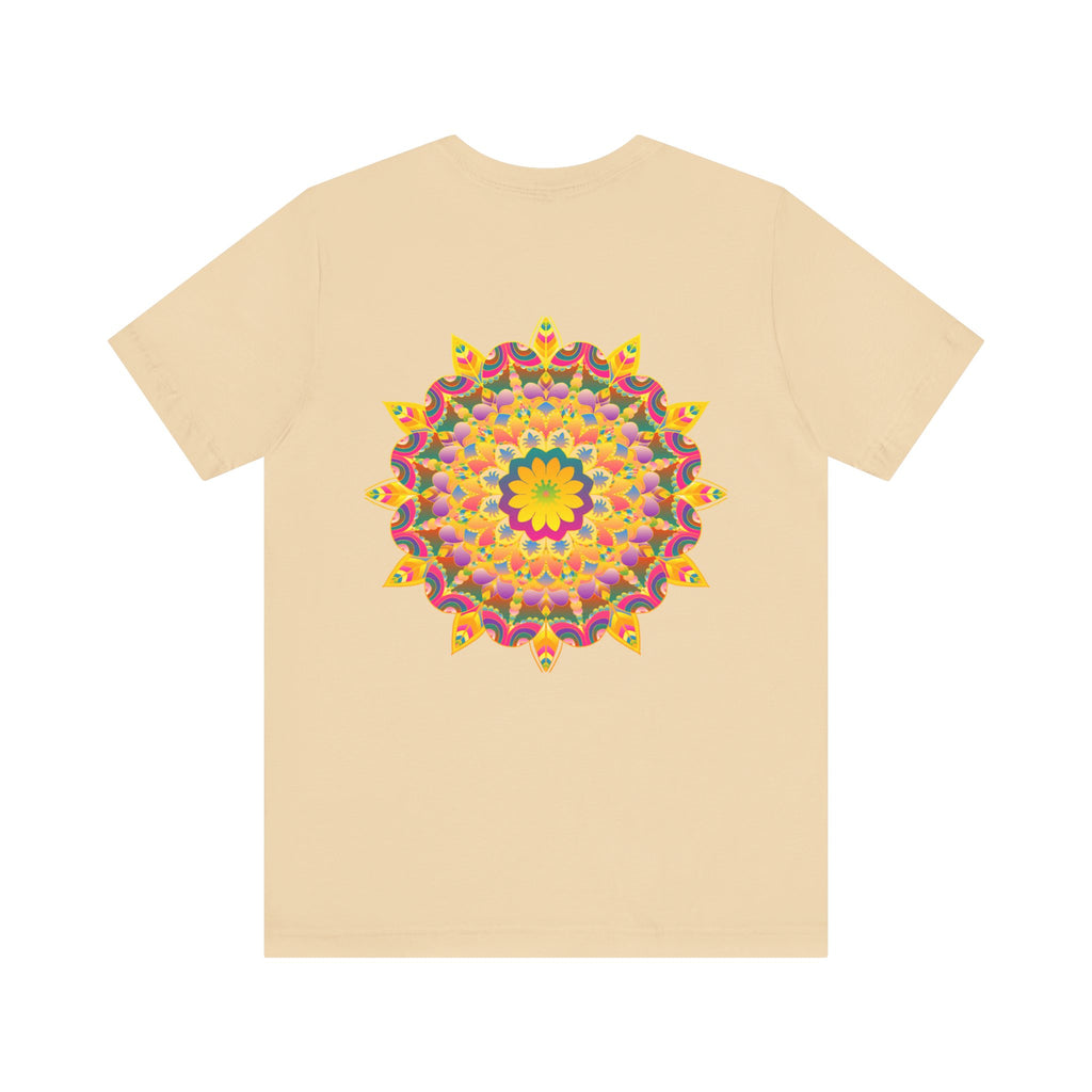 Beautiful and colorful Vibrant Mandala Tee with the words Peace & Harmony