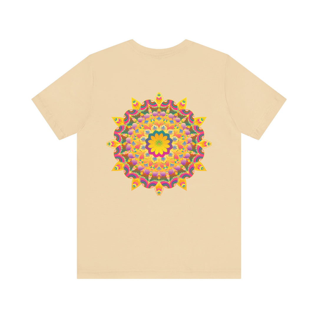 Beautiful and colorful Vibrant Mandala Tee with the words Peace & Harmony