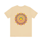 Beautiful and colorful Vibrant Mandala Tee with the words Peace & Harmony