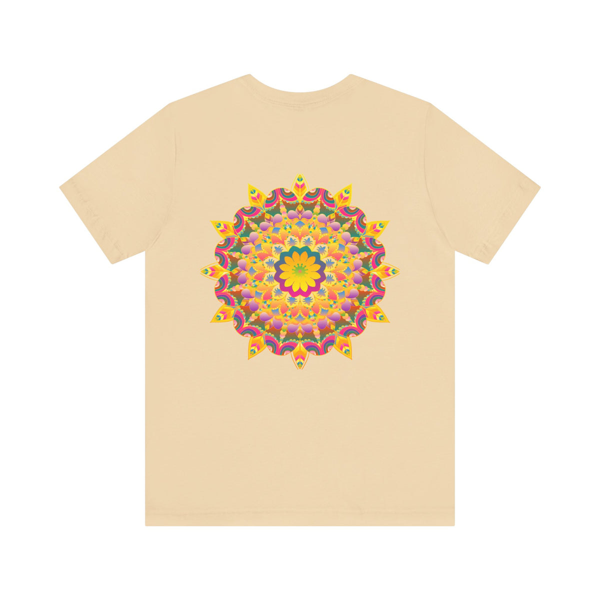 Beautiful and colorful Vibrant Mandala Tee with the words Peace & Harmony
