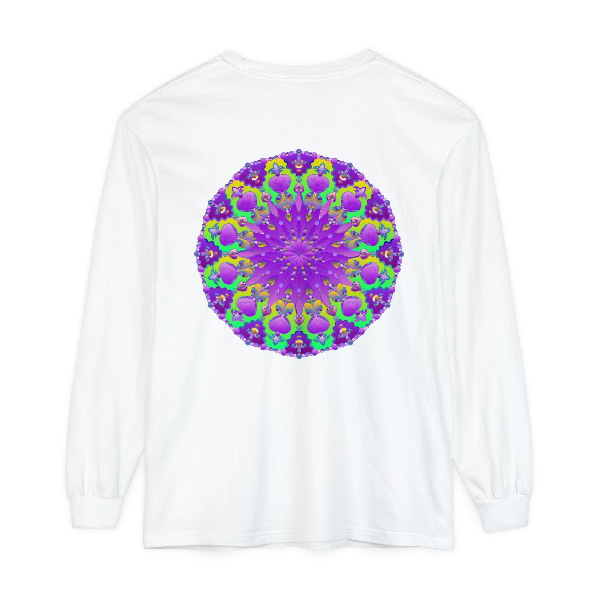 Beautiful purple and green mandala design long sleeve t-shirt for women