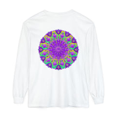 Beautiful purple and green mandala design long sleeve t-shirt for women