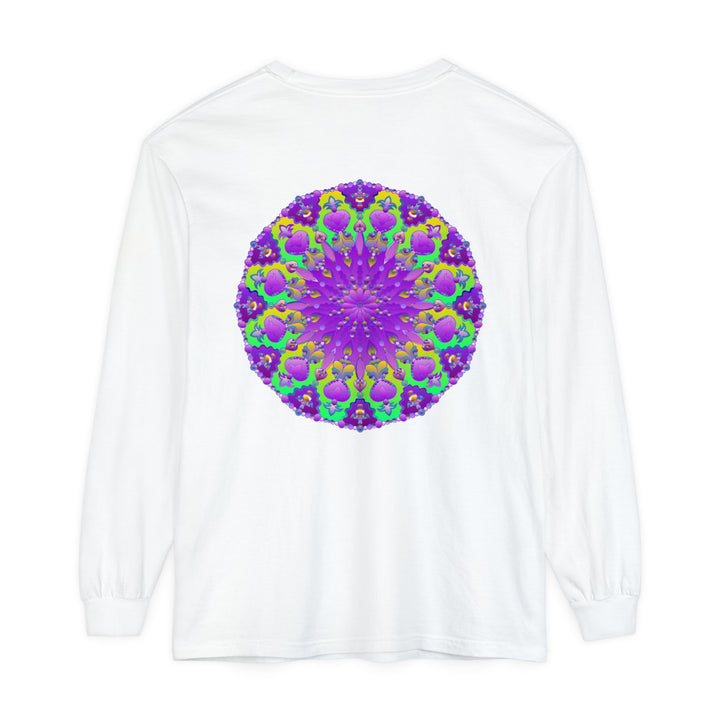 Beautiful purple and green mandala design long sleeve t-shirt for women