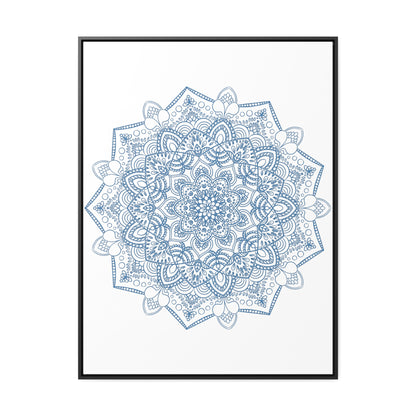 Mandala Handmade Art in Steel Blue, featuring intricate design on canvas wraps