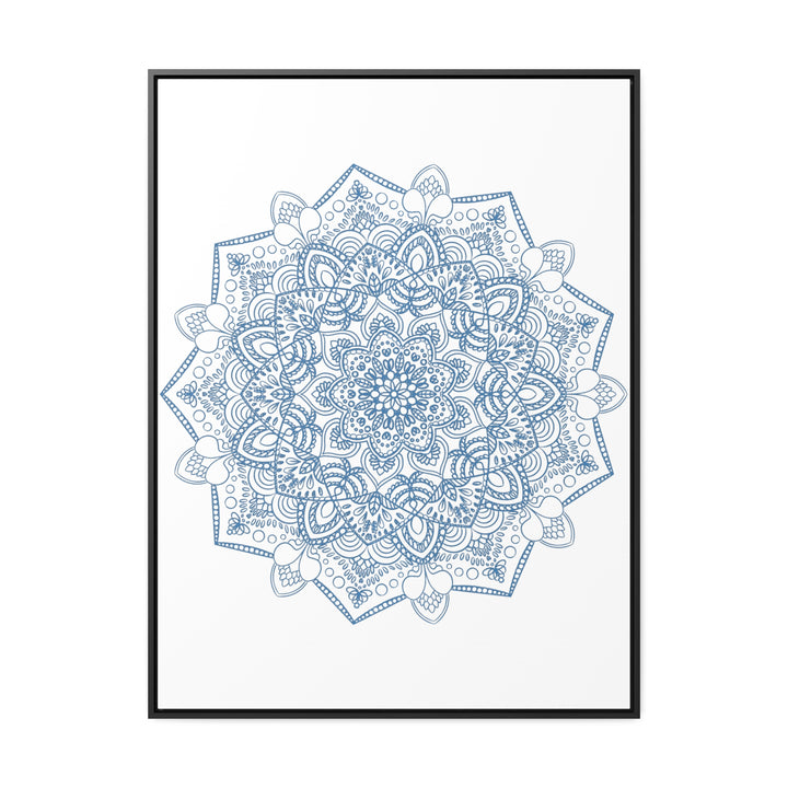 Mandala Handmade Art in Steel Blue, featuring intricate design on canvas wraps