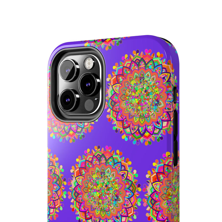 Hand drawn small purple mandala art phone case for iPhone X and XS