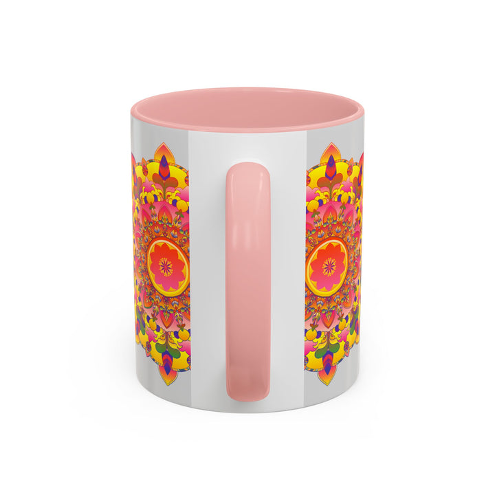 A close-up image of a colorful and intricate Mandala Art Mug, perfect for enjoying your favorite hot beverages in a unique and beautiful way