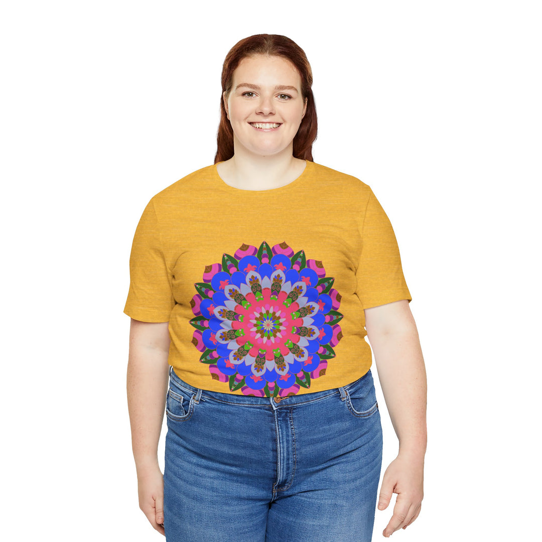 Vibrant and intricate mandala geometric design t-shirt in various colors