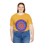 Vibrant and intricate mandala geometric design t-shirt in various colors