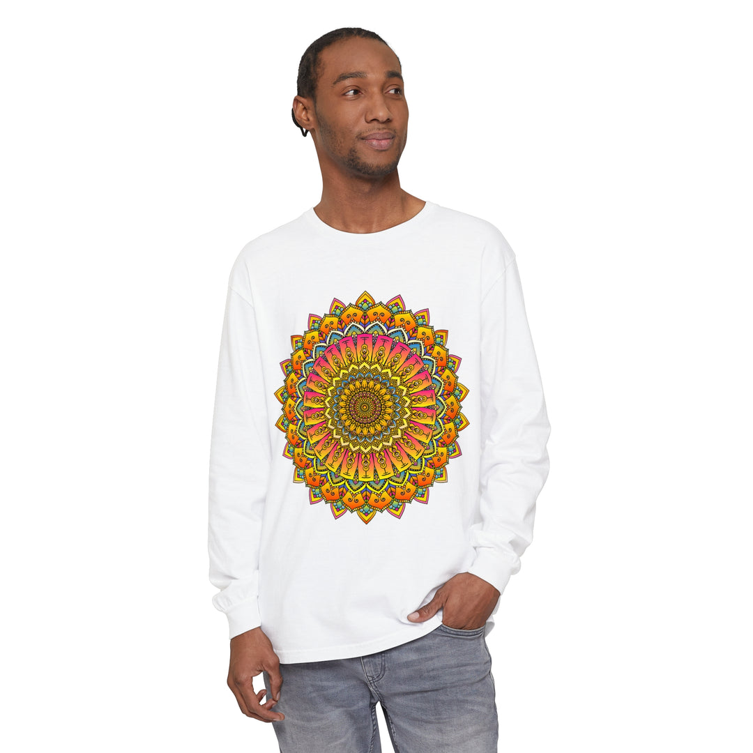 Colorful and intricate mandala design long sleeve t-shirt for all genders