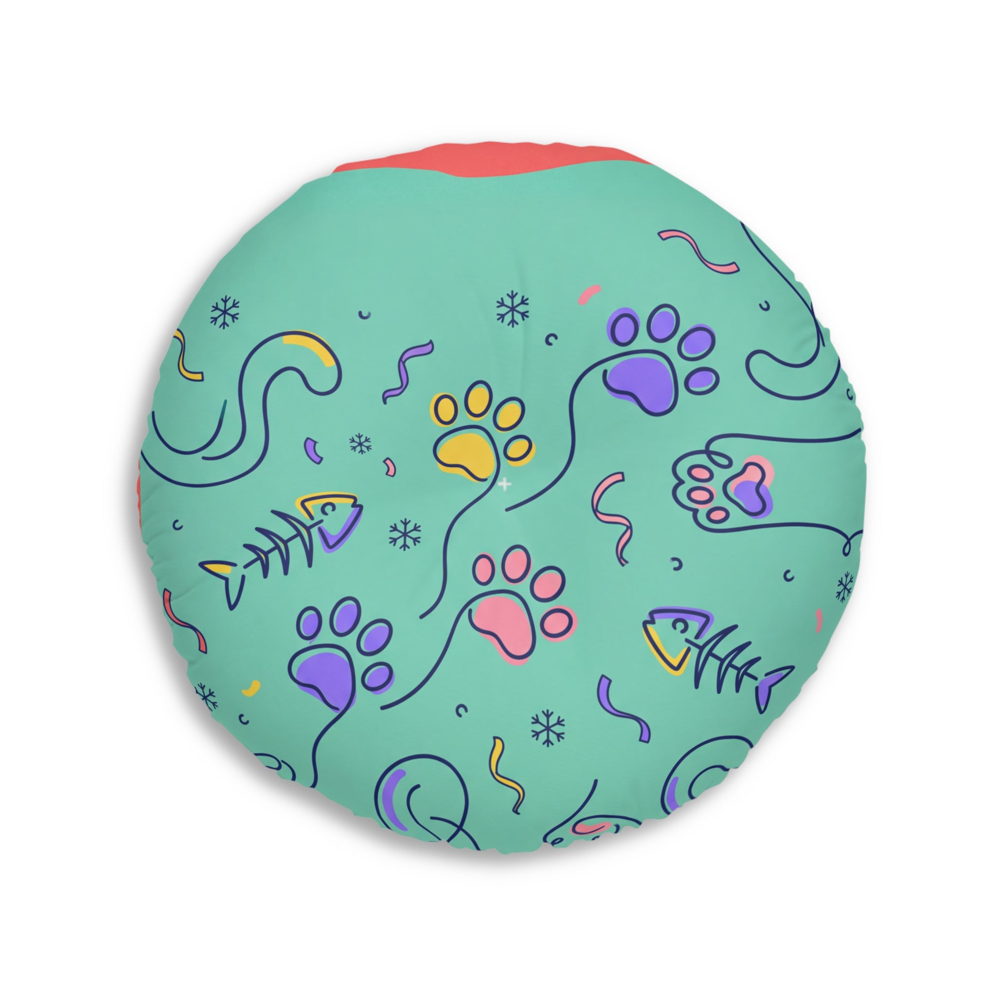Sunbeam Cat Floor Pillow, Cute Round Tufted Cushion