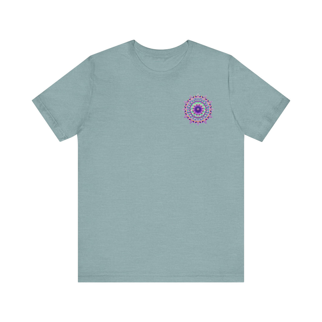 Alt text: Lavender Mandala Tee with intricate patterns symbolizing spiritual peace and harmony, perfect for yoga and meditation practices