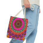 Colorful Mandala Tote Bag – Boho Psychedelic All-Over Print