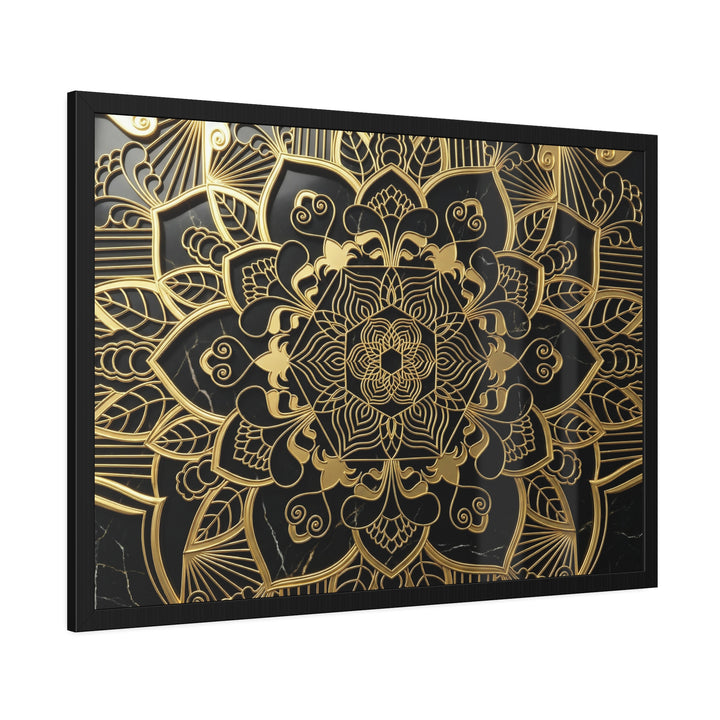 Opulence in the Dark – Elegant Marble Framed Print by Blululi