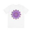 Beautiful purple mandala t-shirt with intricate design, symbolizing spiritual peace and harmony, perfect for embracing tranquility and positive energy
