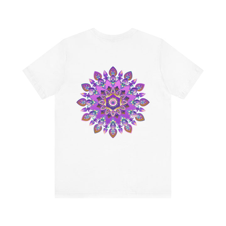 Beautiful purple mandala t-shirt with intricate design, symbolizing spiritual peace and harmony, perfect for embracing tranquility and positive energy