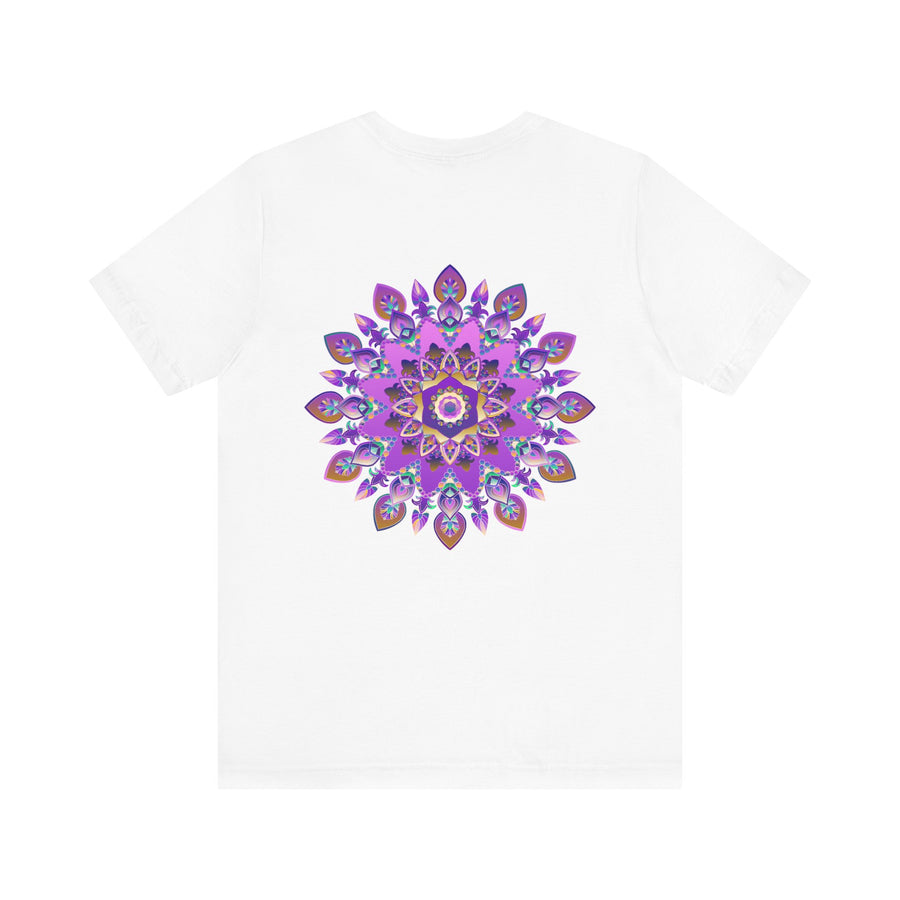 Beautiful purple mandala t-shirt with intricate design, symbolizing spiritual peace and harmony, perfect for embracing tranquility and positive energy
