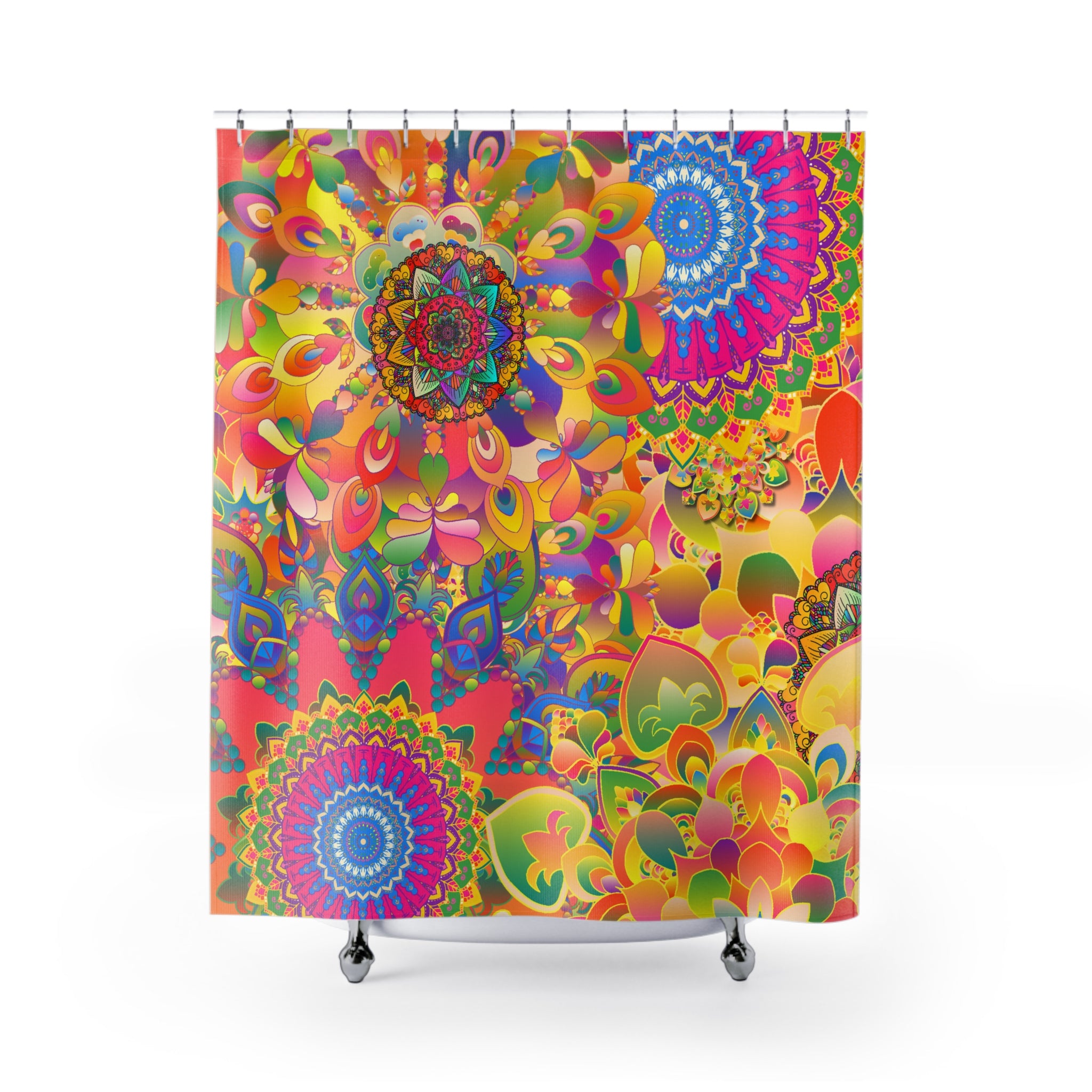 Psychedelic Floral Mandala Shower Curtain