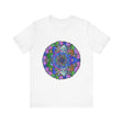 A vibrant and intricate mandala design adorns this colorful t-shirt