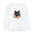 Black Cat Floral Portrait Unisex T-Shirt featuring a detailed, colorful cat design
