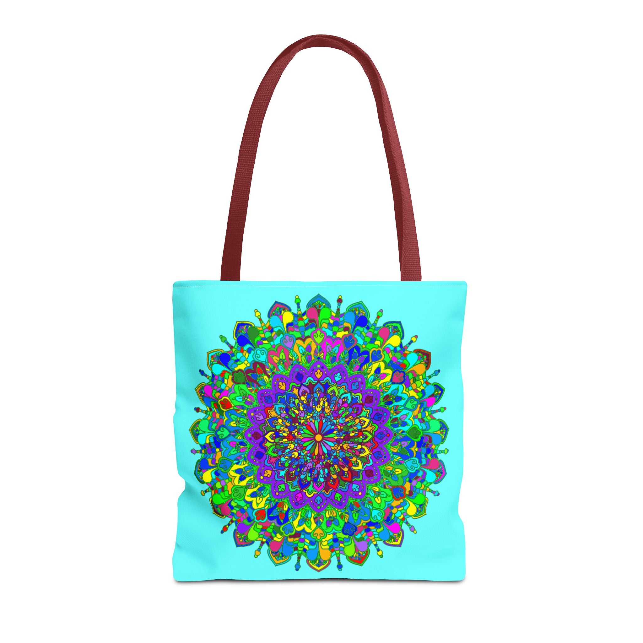 Vibrant and intricate mandala art design tote bag in various colors