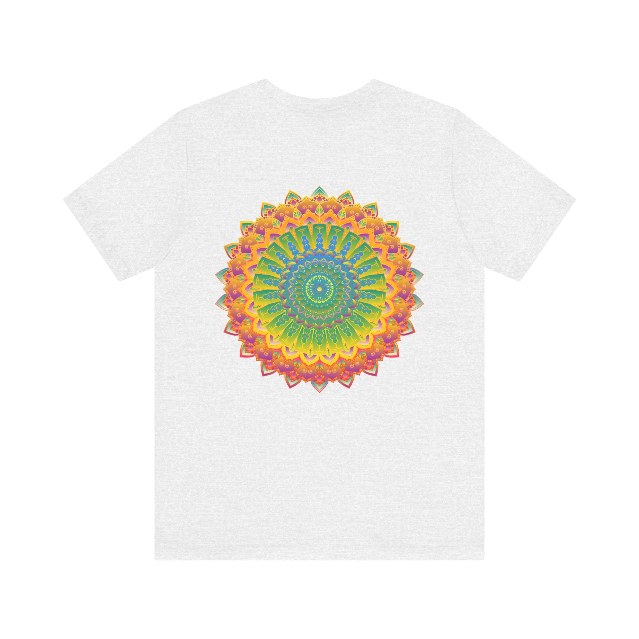 Vibrant Mandala Tee featuring intricate spiritual design for peace and harmony