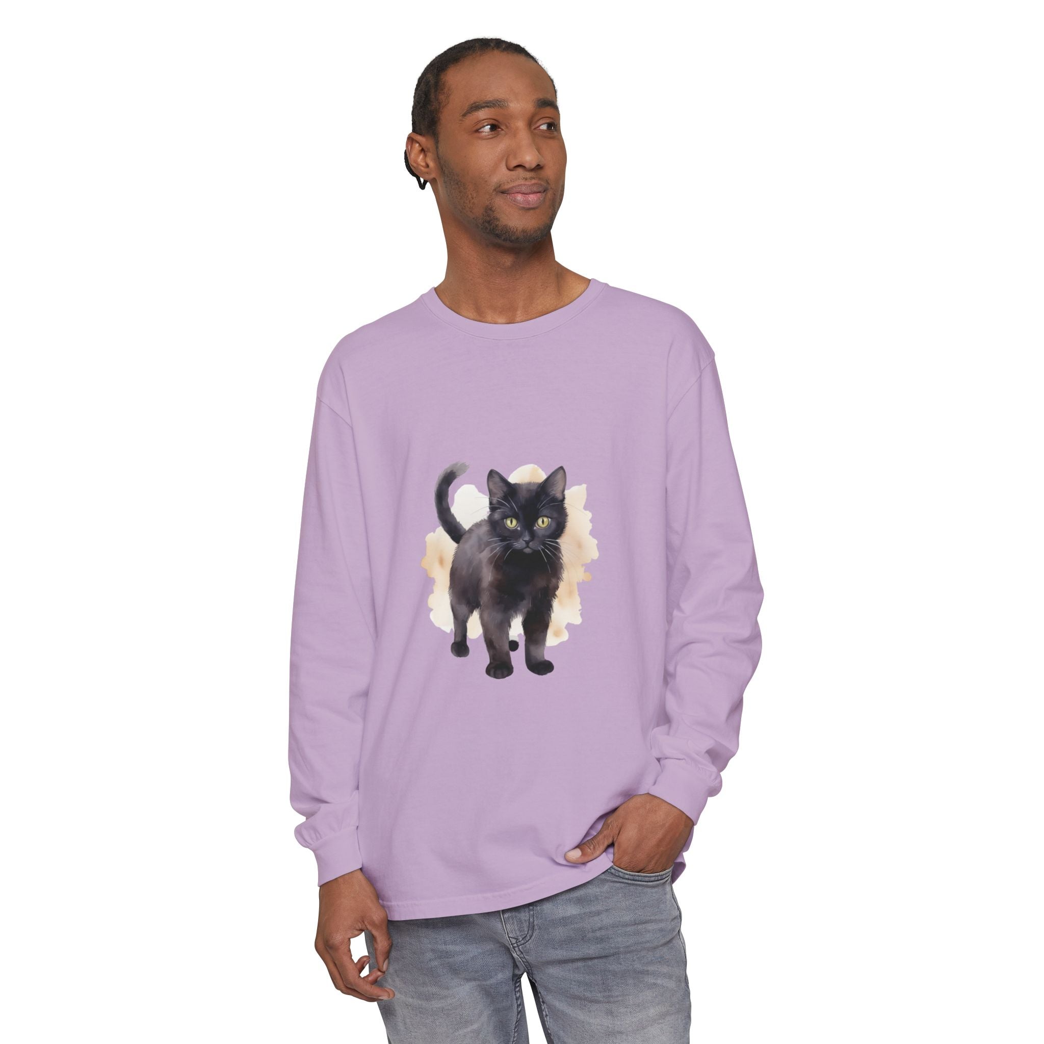 Black Cat Watercolor - Unisex Long Sleeve Tee