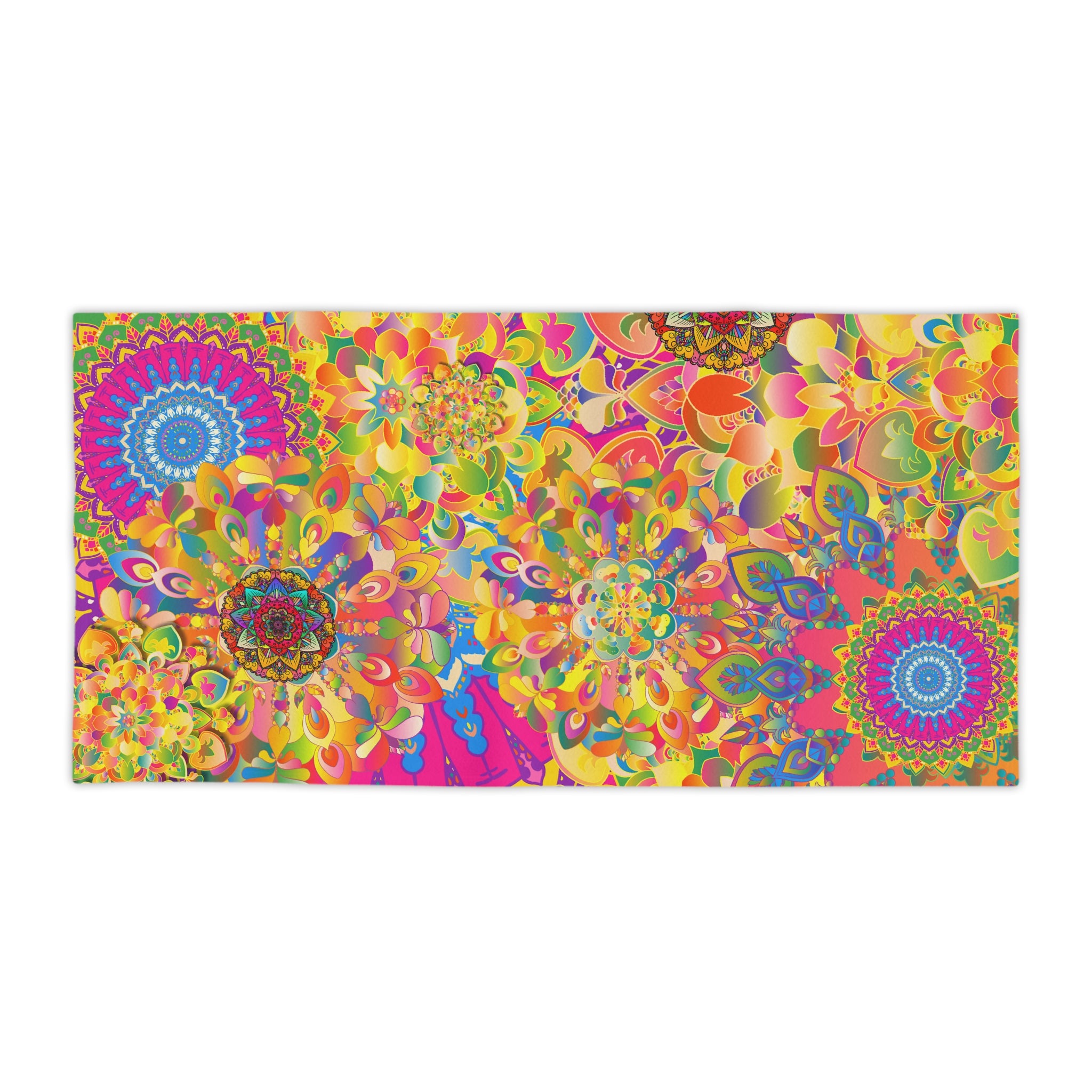 Psychedelic Floral Mandala Beach Towel