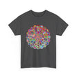 Colorful and intricate mandala art design printed on a comfortable unisex heavy cotton tee for yoga and mindfulness enthusiasts