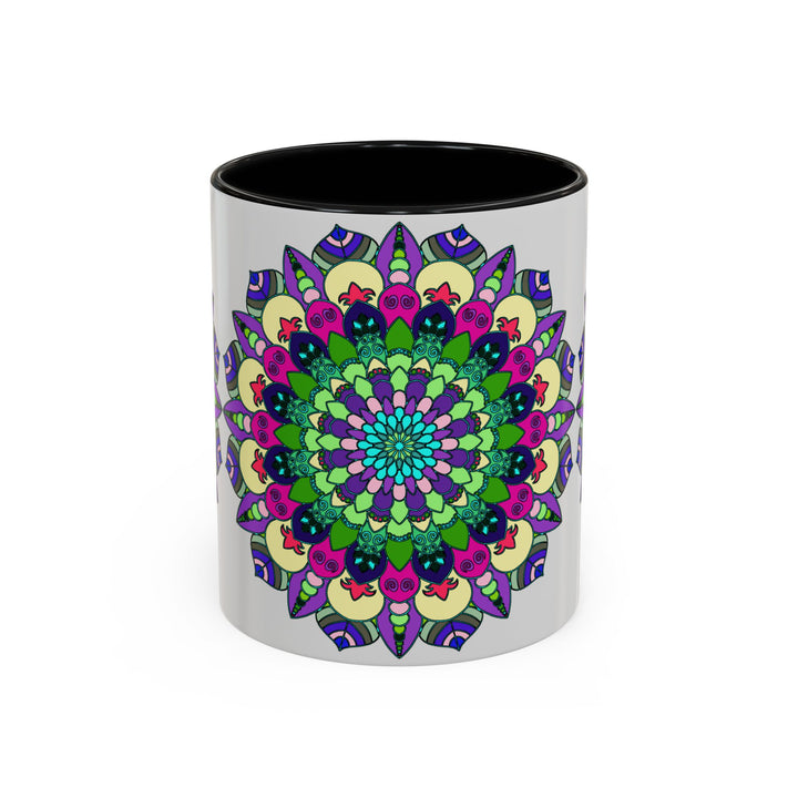 A hand-painted Mandala Art Mug featuring vibrant colors and intricate spiritual designs perfect for enjoying your morning coffee or tea