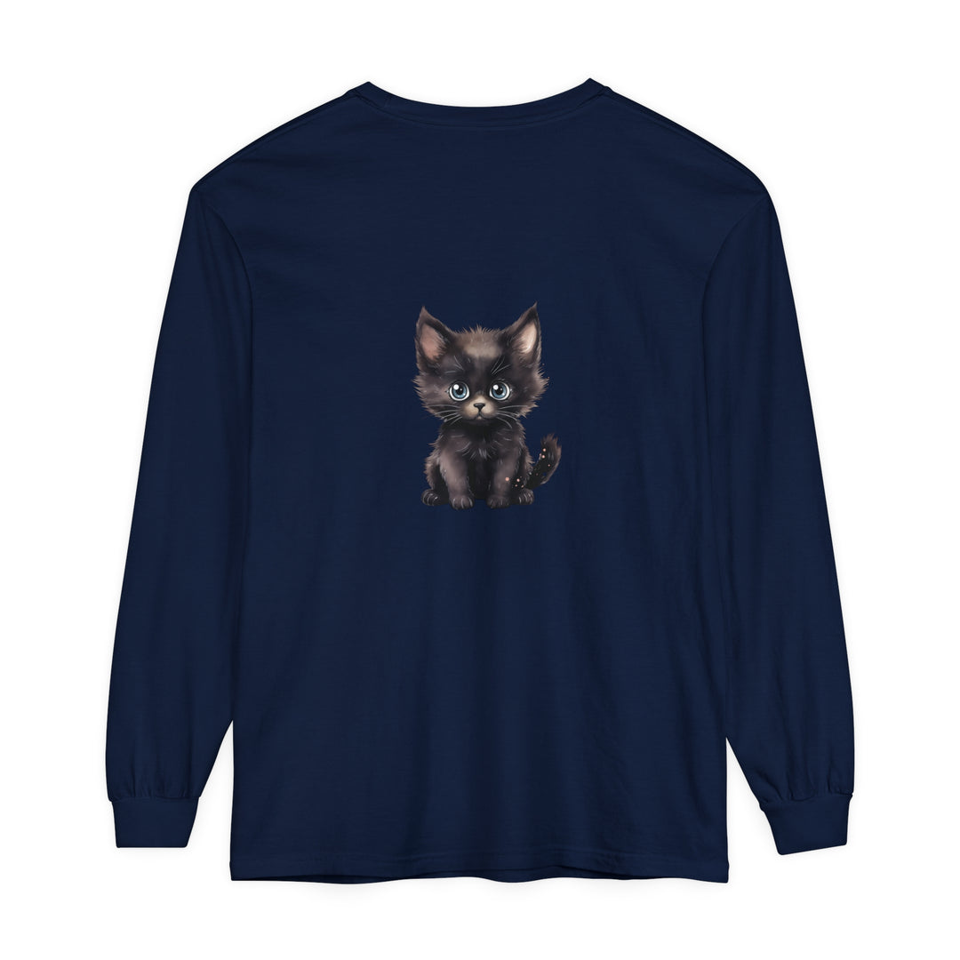 Cute Kitten with Blue Eyes Long Sleeve T-Shirt Alt Text 27