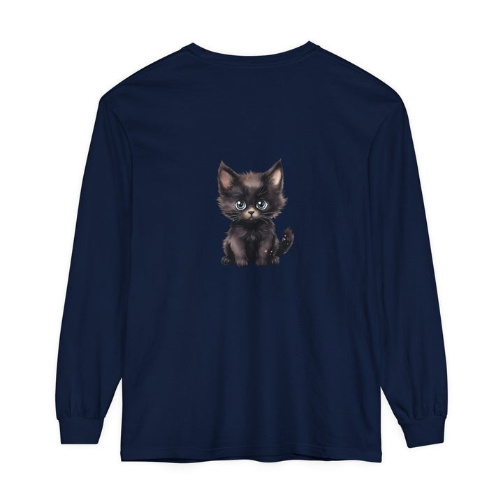 Cute Kitten with Blue Eyes Long Sleeve T-Shirt Alt Text 27