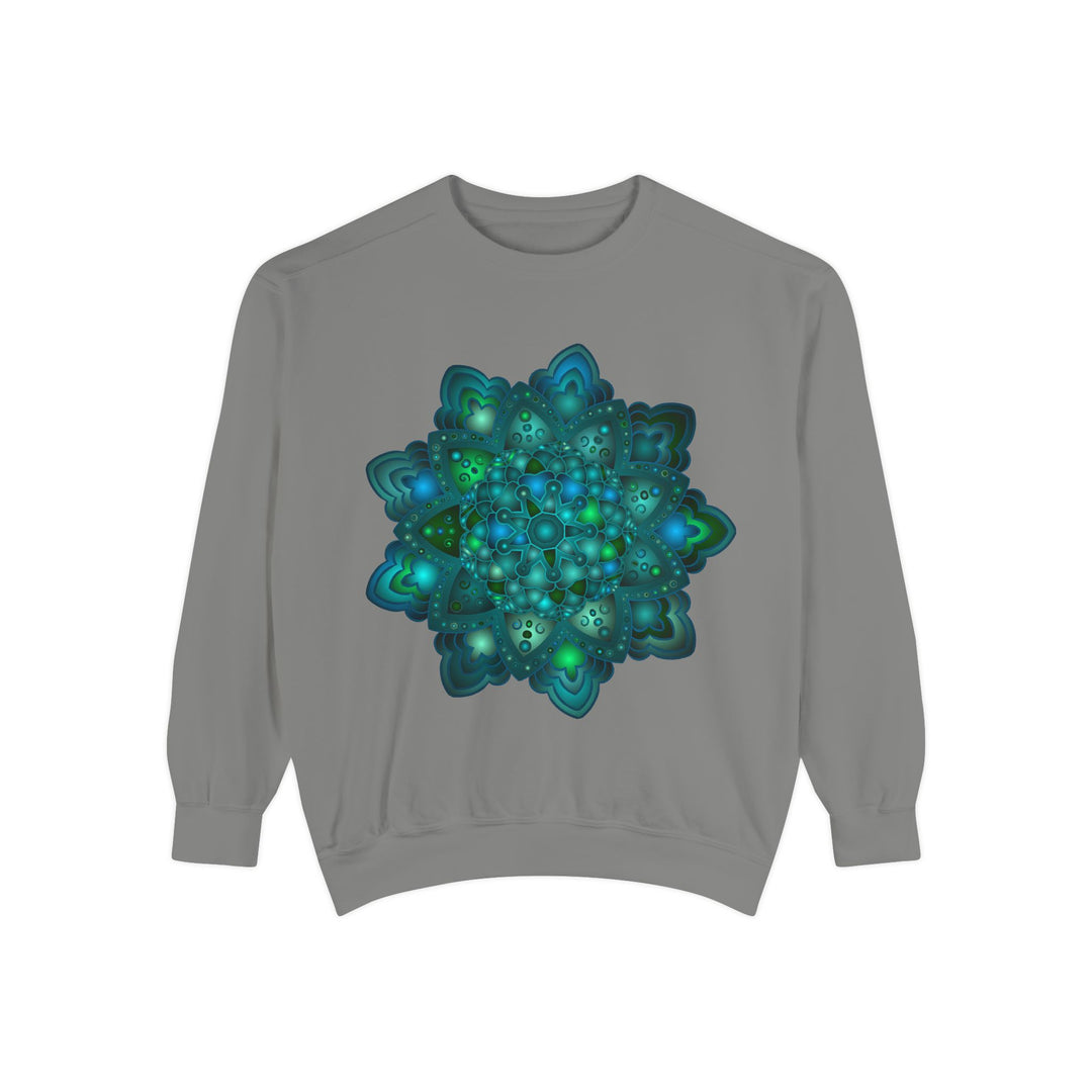 Beautiful intricate blue and green mandala design sweatshirt for women