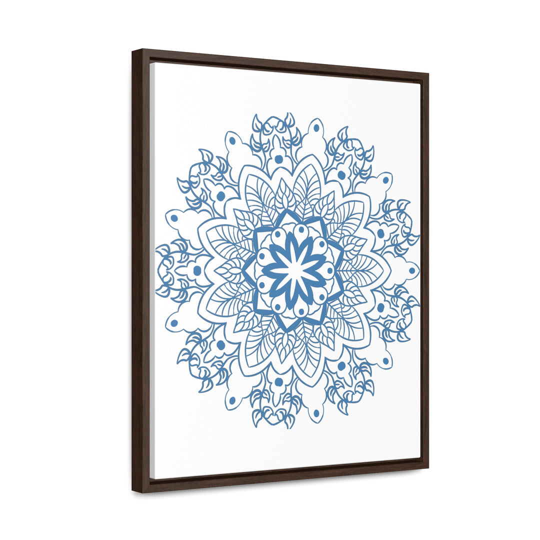 Beautiful handmade steel blue mandala design wall art on gallery canvas wraps