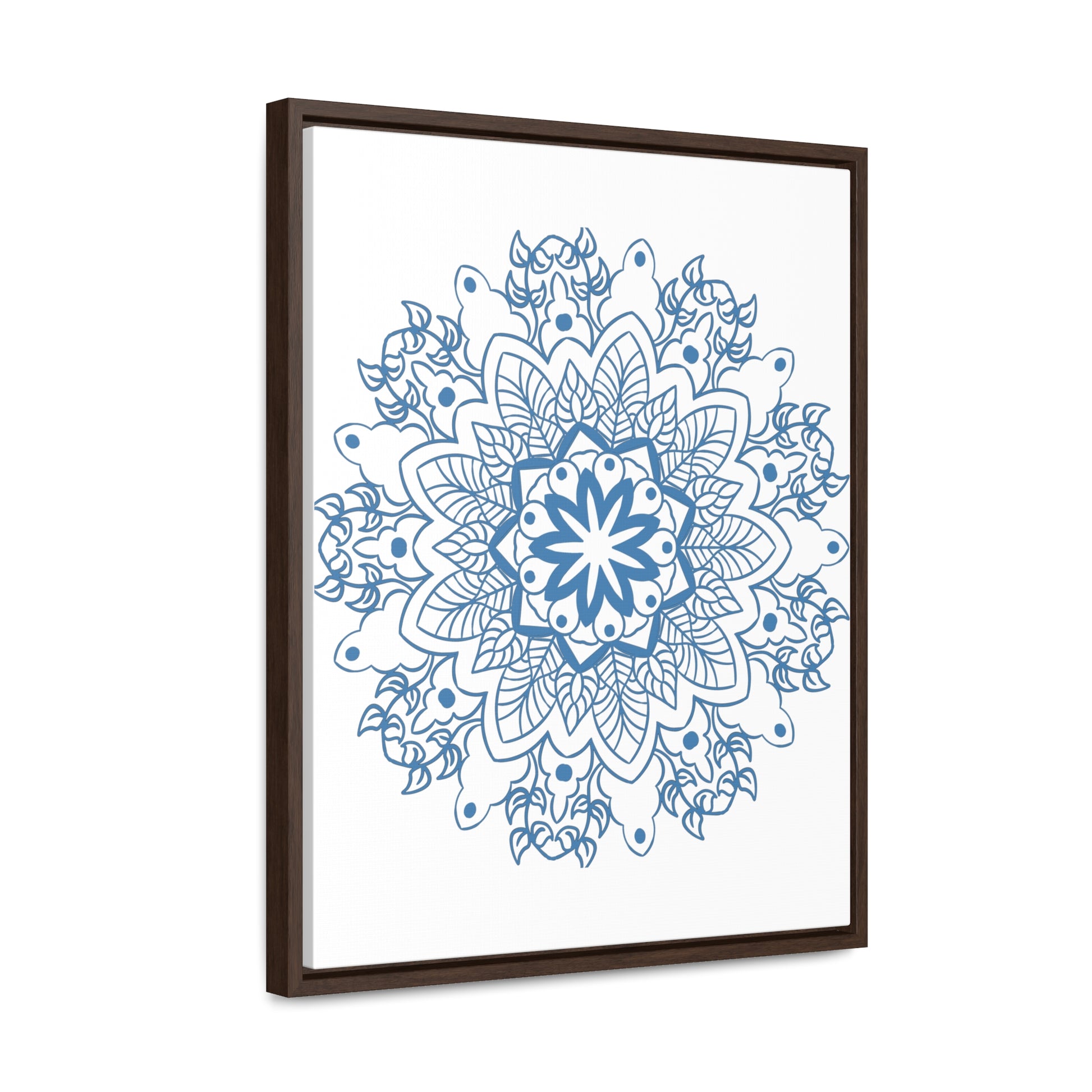 Beautiful handmade steel blue mandala design wall art on gallery canvas wraps