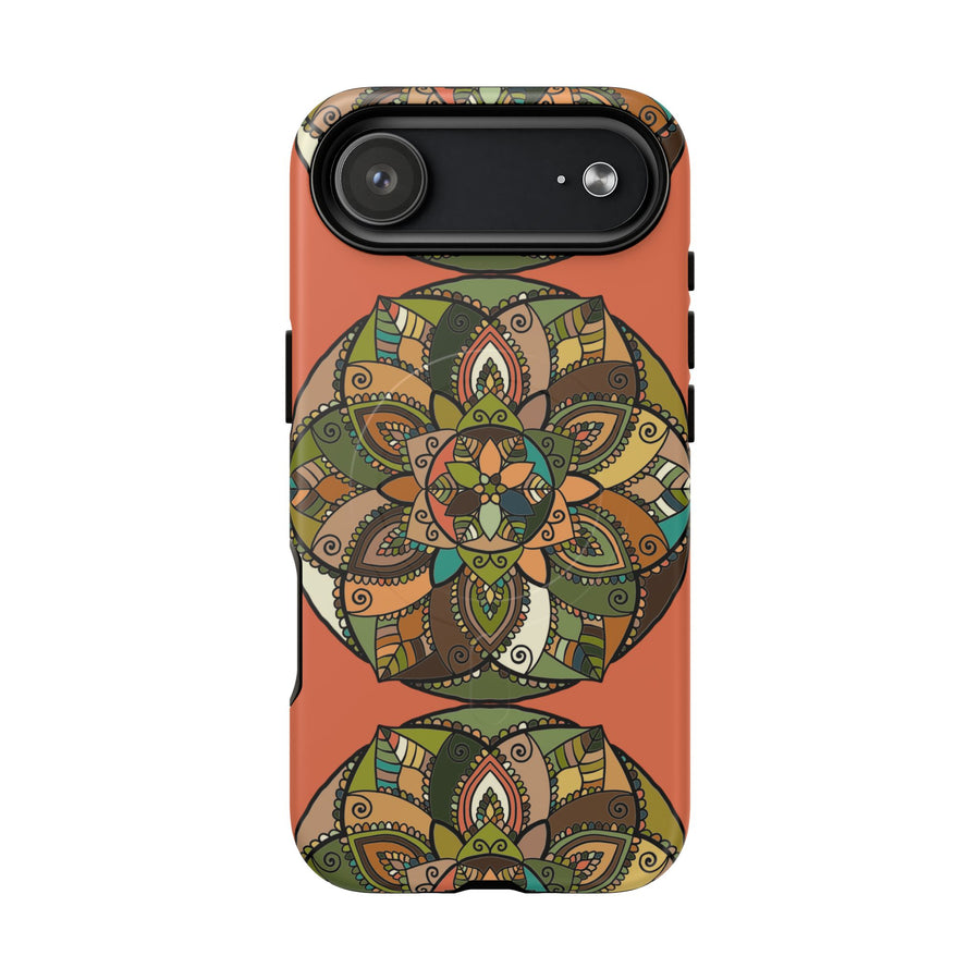 Mandalablumen Tough Magnetic Phone Case — Boho Erdtöne Schutzhülle